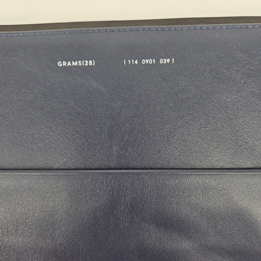 Grams(28) 114 0901 039 Navy Blue Full Grain Italian Leather Tech Folio Clutch